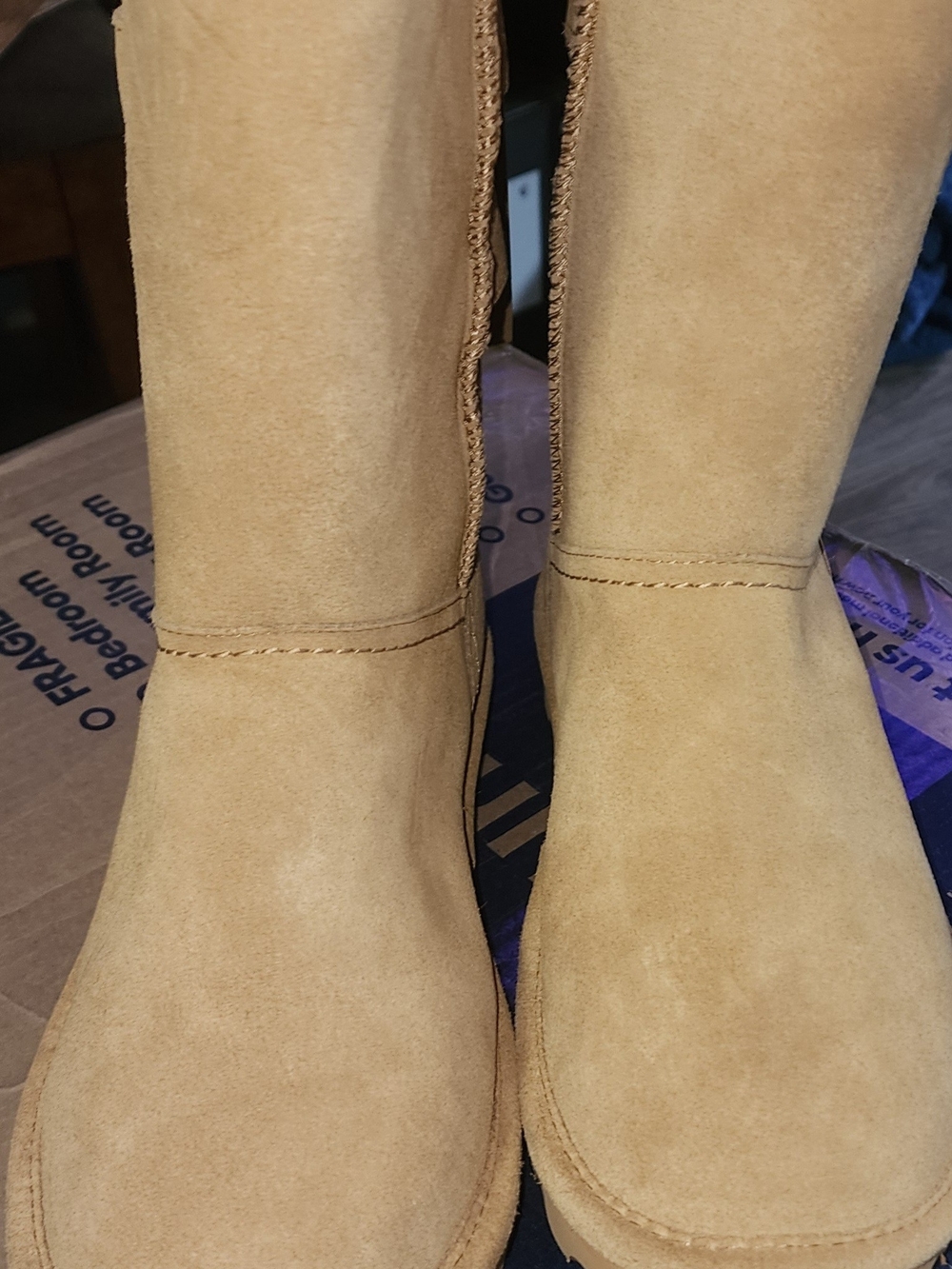 BearPaw Women's Suede Mid-Calf Boots in Tan Sz 10
